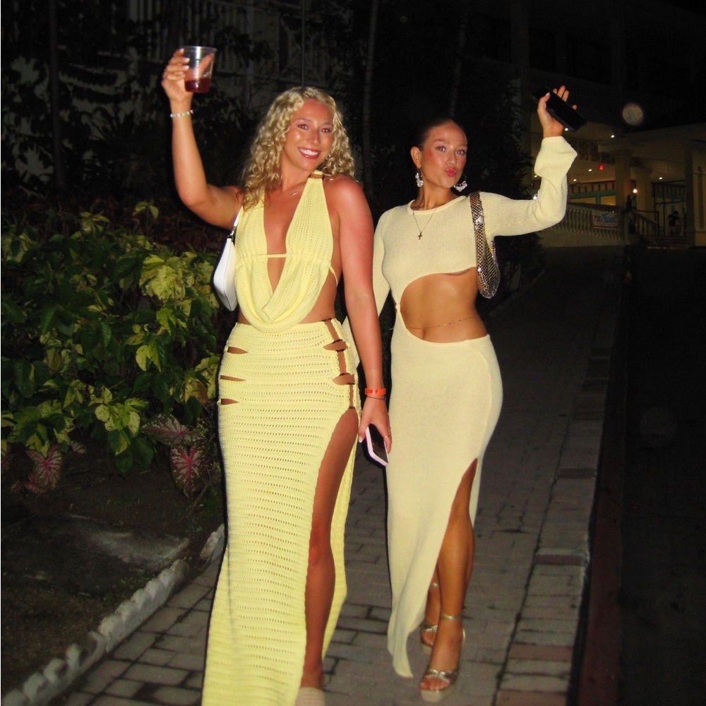 Outcast Two Piece Celeste Crop Top and Skirt Lemon